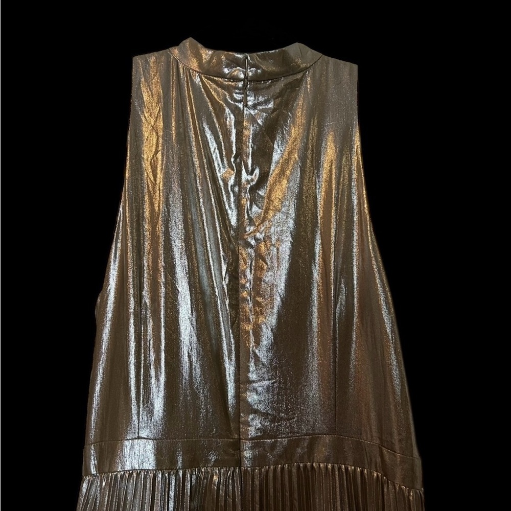 Ann Taylor Metallic Silver Halter Midi Dress - Picture 3 of 15